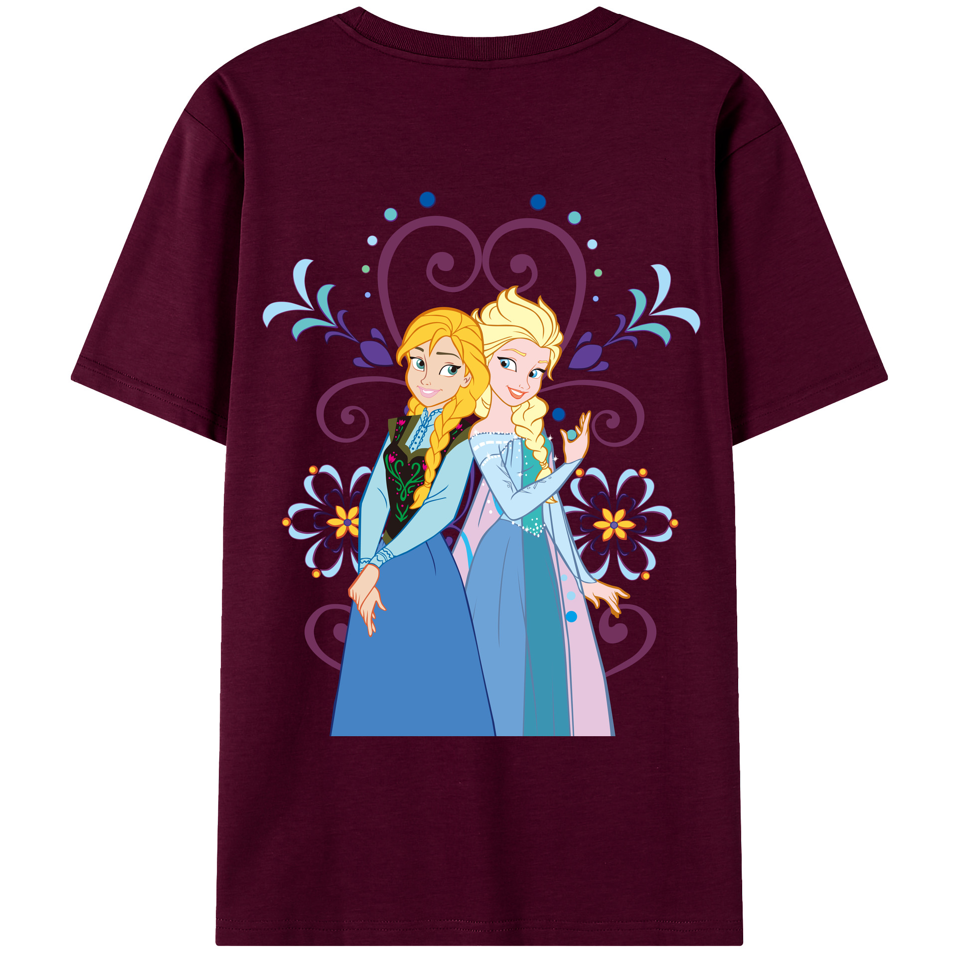 （画像用） アナと雪の女王 アンナ エルサ Frozen Anna Elsa レディース半袖Tシャツ(バックプリント)